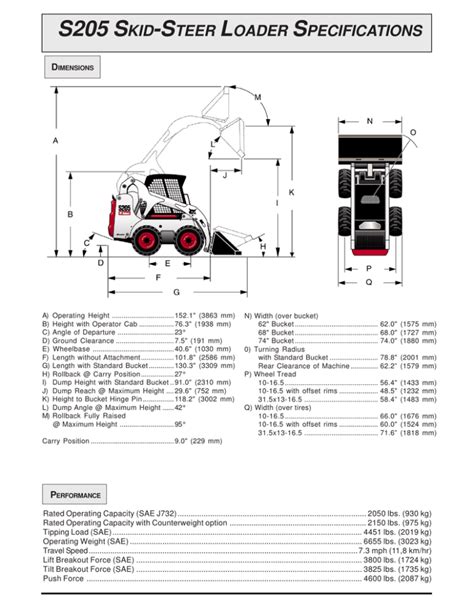 bobcat skid steer loader dimensions